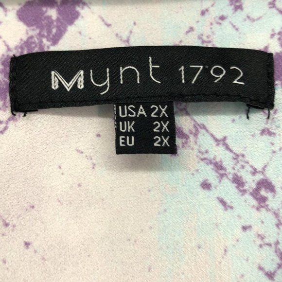 Mynt  1792 snakeskin print 3/4 sleeve shirt dress elastic waist blue purple 2X - Picture 7 of 16